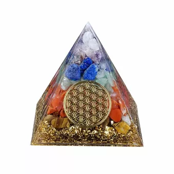 Orgonitpyramide, 7 Chakren, Blume des Lebens