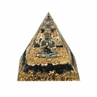 Buddha-Pyramide aus Orgonit + Schwarzer Obsidian