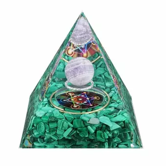 Orgonitpyramide aus Amethyst und Malachit (Metatron, 8 cm)