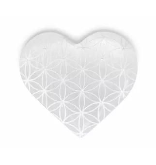 Selenit-Herz Blume des Lebens 6.5cm 110g