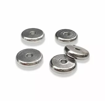 Silberne Edelstahl-Rondelle-Spacer-Charm-Perlen 6 mm x 100