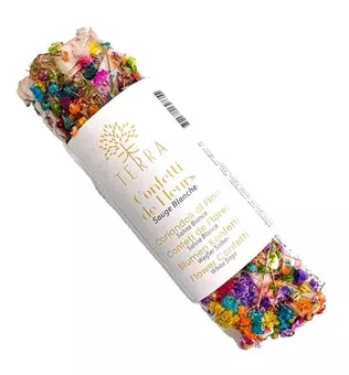 Konfetti-Bündel aus weißem Salbei und Blumen 25–30 g 10 cm