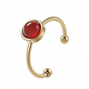 Ring aus rotem Achat – vergoldeter Edelstahl