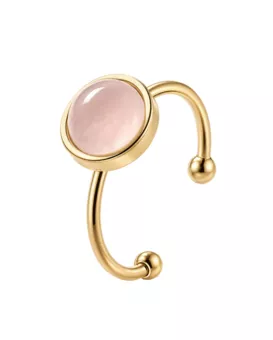 Verstellbarer goldener Edelstahlring mit Rosenquarz AB 8mm