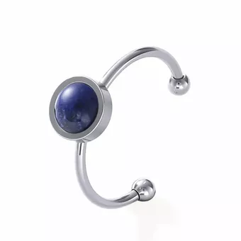 Lapislazuli-Ring – Silberner Edelstahl