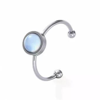 Aquamarin Ring A aus Silberfarbenem Edelstahl 6 mm