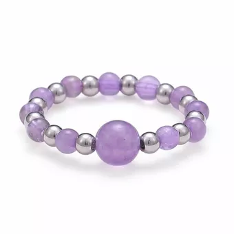 Silberner Amethysten-Perlenring