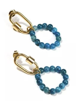 Goldene Creolen aus blauem Apatit-Edelstahl A 3.8 cm