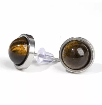 Runde Edelstahl-Tigerauge-Ohrstecker 10 mm