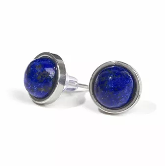 Runde Lapislazuli Ohrstecker A 10 mm