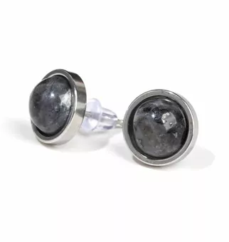 Runde Larvikit-Ohrstecker aus Edelstahl 10 mm