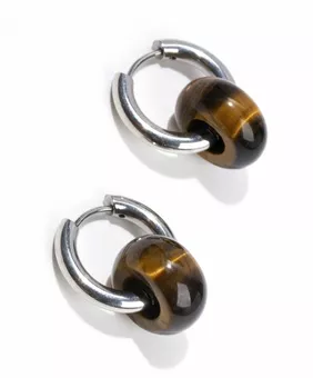 Hope Silber Edelstahl Tigerauge Ohrringe A 18mm