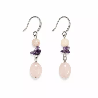 Ohrringe – Erhitzter Citrin, Amethyst & Rosenquarz