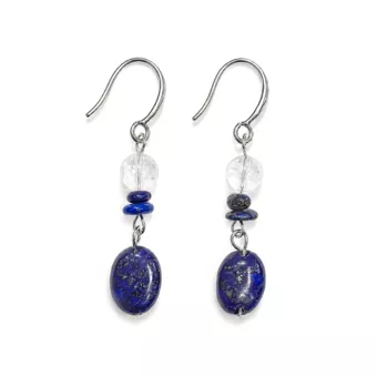 Ohrringe – Bergkristall & Lapislazuli