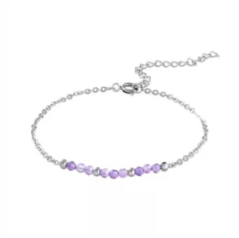 Facettiertes Amethyst-Armband – Silberner Edelstahl