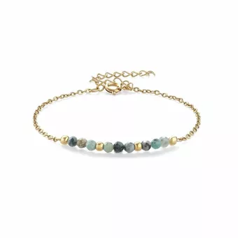 Armband mit facettiertem natürlichem afrikanischem Türkis A – goldfarbener Edelstahl