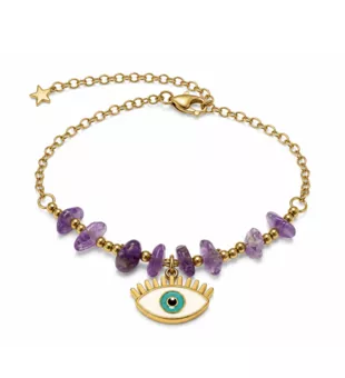 Schutzarmband aus Amethyst AA – Böses Auge