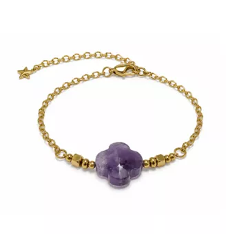 Glücksarmband aus Amethyst A – Kleeblatt