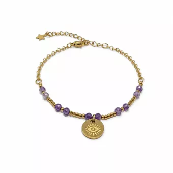Schutzarmband aus Amethyst A+ – Schutzauge