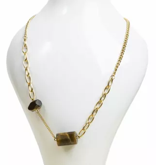 Goldene Edelstahlkette Tigerauge A 48cm