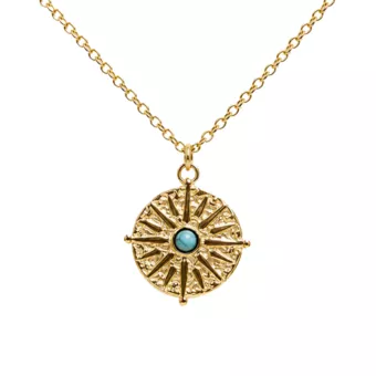 Goldene Edelstahlkette Sonne mit Türkinit A