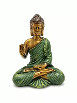 Buddha-Statue Abhaya Grün aus Harz 13 cm