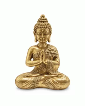 Buddha-Statue Namasté Golden aus Harz 14 cm