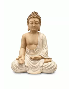 Buddha-Statue Varada Beige aus Kunstharz 29 cm