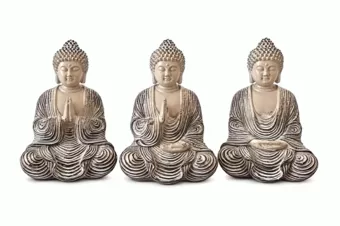 Set aus 3 Buddha-Statuen Meditation und Gebet aus Harz 10 cm