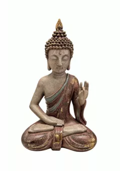 Buddha-Statue Vitarka Mauve Patiniert aus Kunstharz 31 cm