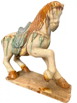 Farbiges Pferd aus Terrakotta H 18 cm