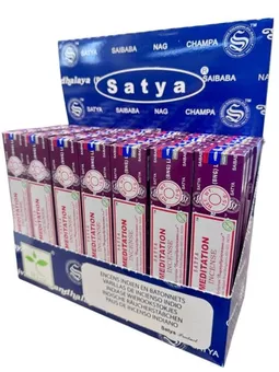 Satya MEDITATION Räucherstäbchen-Display, 42 Packungen à 15 g