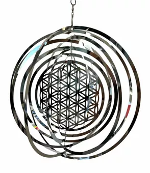 3D Stahl-Windspiel Blume des Lebens 10cm