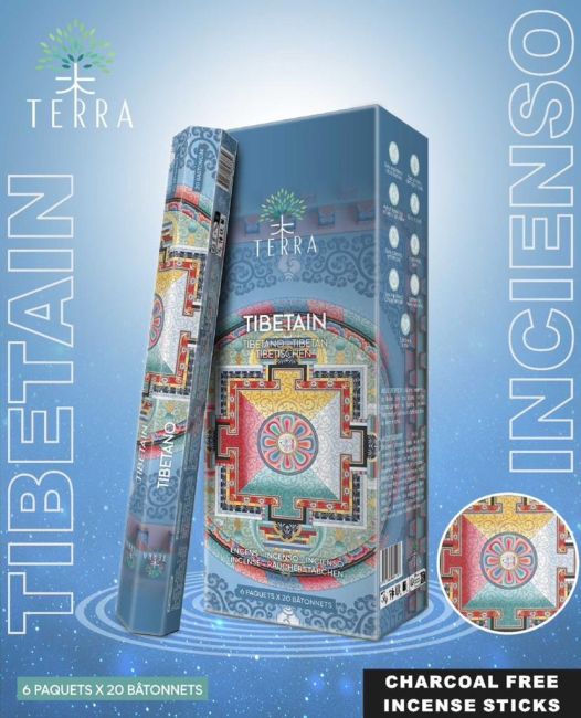 Terra Tibetischer Hexa-Räucherstäbchen ohne Holzkohle, 30 g