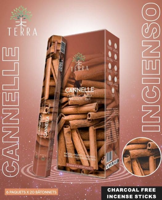 Terra-Zimt-Hexa-Räucherstäbchen ohne Holzkohle, 30 g