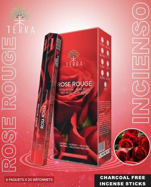 Terra Rote Rose hexa Räucherstäbchen ohne Holzkohle