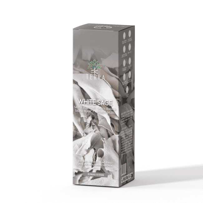 Weihrauch bei TERRA White Sage Incense 8 Bts ohne Holzkohle 12grs