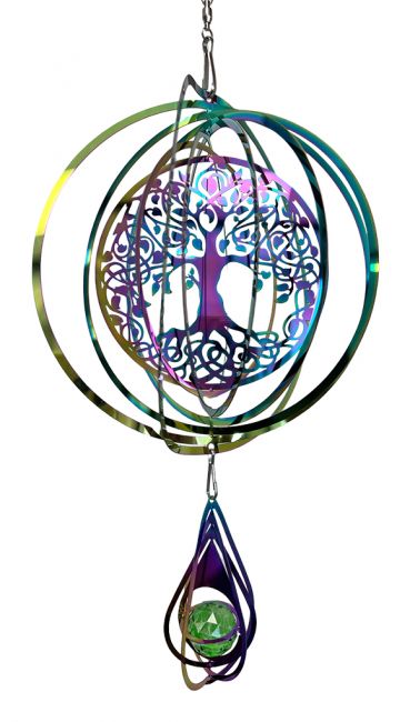 Windspiel 3D Stahl Regenbogen Lebensbaum Cristal 15cm