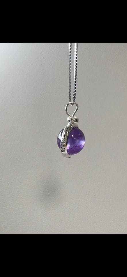 Halskette aus 925er Silber mit 10 mm AA-Amethyst-Kugelanhänger