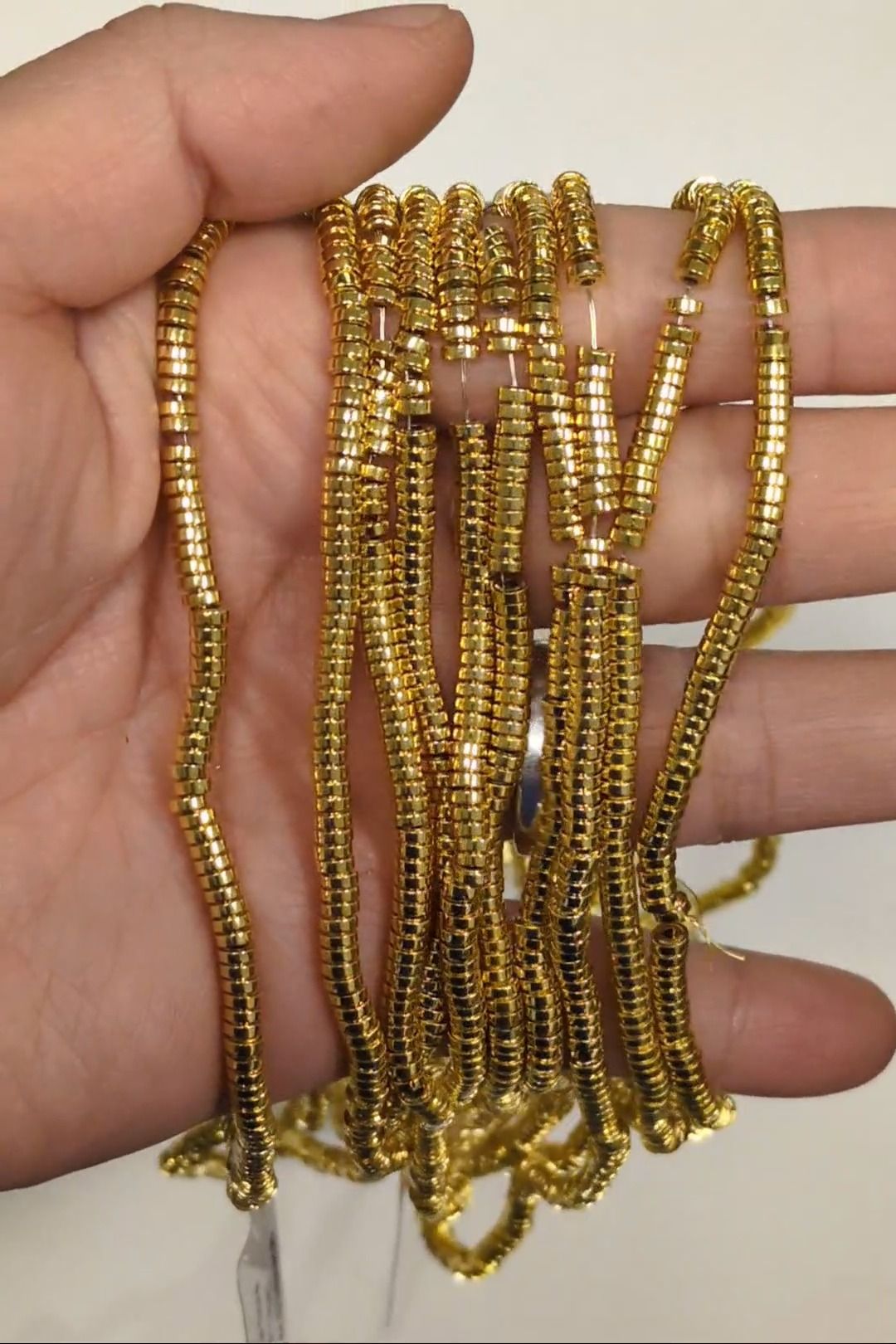 Goldene Hämatit-Zwischenperlen – 3 × 1 mm