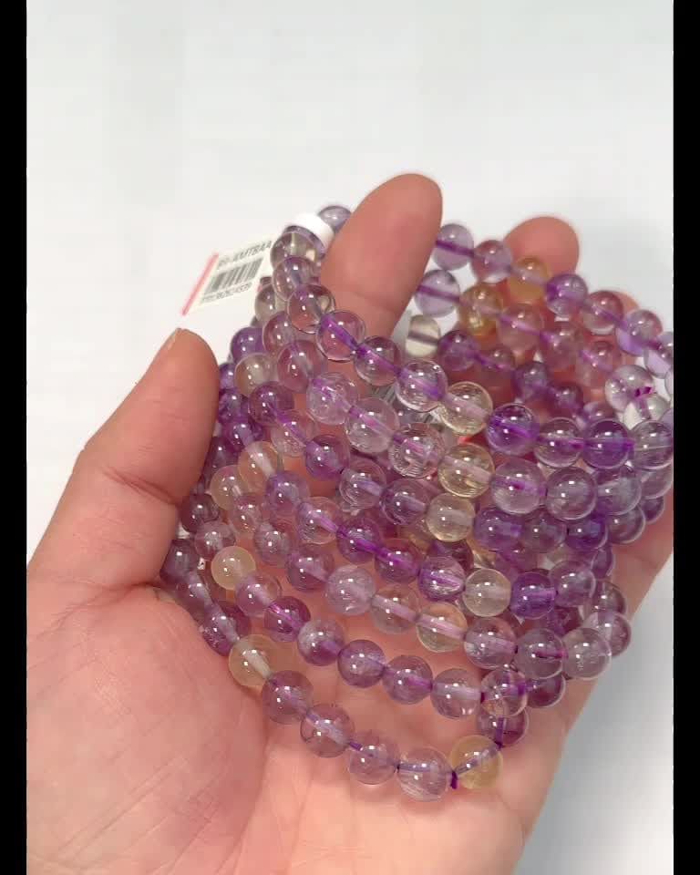 Armband Amethyst Citrin AA-Perlen 7.5-8.5 mm