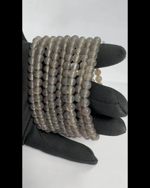 Armband Achat Grise A perles 6mm