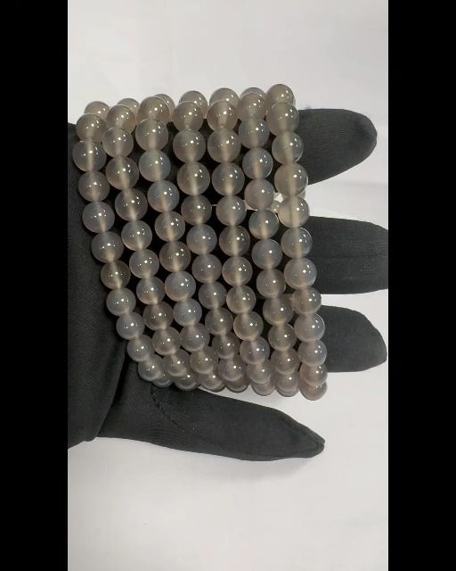 Grauer Achat A Armband Perlen 8mm