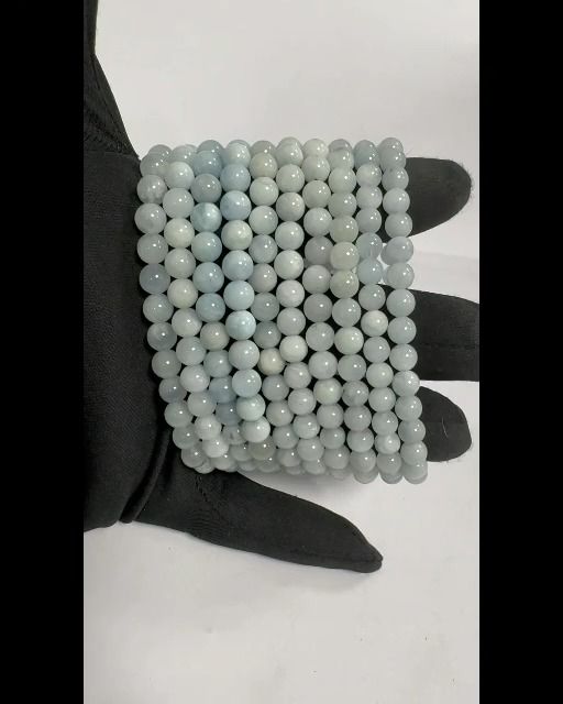 Aquamarin-Armband mit 5–6 mm großen Perlen