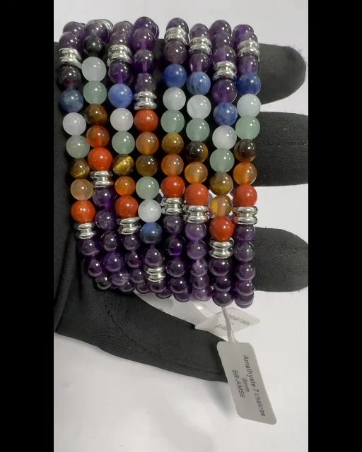 Armband Amethyst 7 chakras A perles 6mm