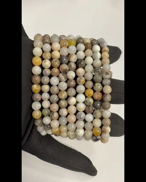 Armband Agate Plume Perlen 8mm