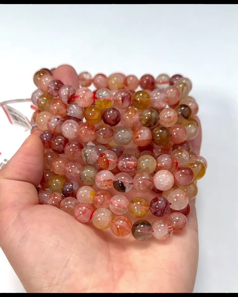 Mehrfarbiges hämatoides Quarz-Armband mit 9 mm Perlen