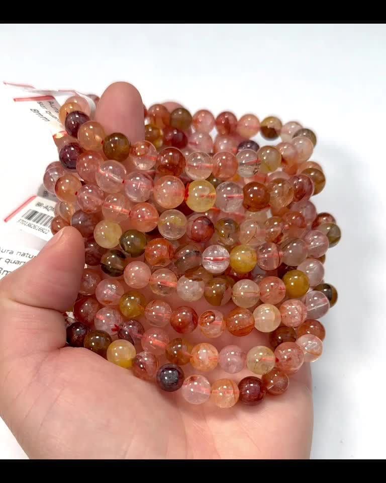 Mehrfarbiges hämatoides Quarz-Armband AA-Perlen 7.5-8.5 mm