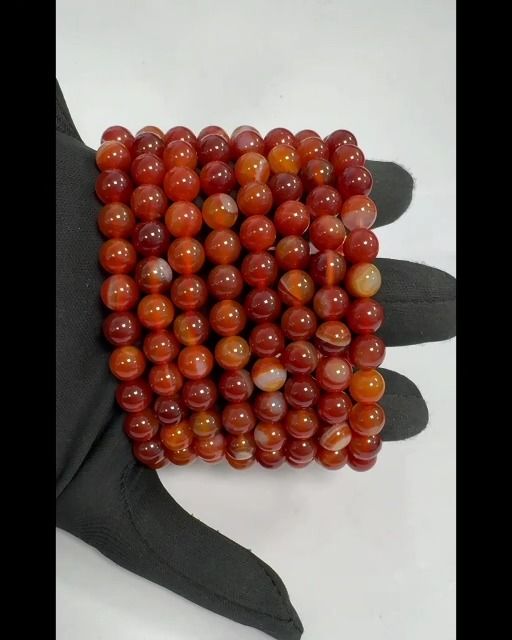 A Red Ribbon Achat Armband 8mm Perlen
