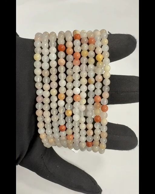 Pfirsich-Aventurin-Armband A Perlen 4mm